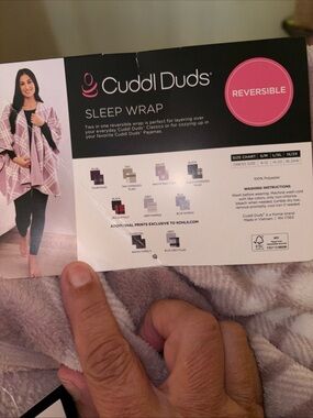 Cuddl Duds Reversible Sleep Wrap - Lavender Plaid